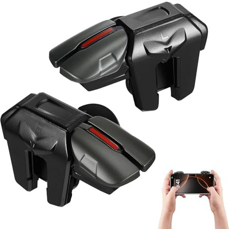 DONOONIS Joystick per Telefono, Triggers 6 Dita per iPhone e Android, Grilletti L1R1 L2R2 Rapid-Fire per PUBG, Tiro Veloce Smartphone Mobile Gamepad