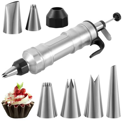 Set di siringa per tubazioni fai da te per cupcake Frosting con 6 ugelli per glassa, riutilizzabili, per dessert e biscotti, torte (nero)