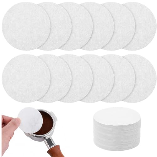 CLKE 100Pcs 58 mm Round Paper Filters, Espresso Coffee Filters | for Coffee Makers, Disposable Coffee Filter, for Coffee Machines (White)