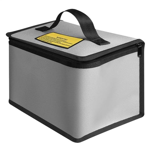 Byeaon Brandsäker batteriförvaringsbehållare, batteriskyddsväska, slitstark laddningsväska, bärbar organisatör för resor, 215x155x115m, Refer to description, Unisex