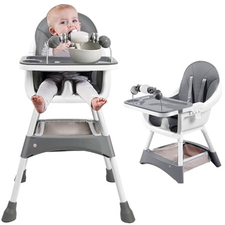 UBRAVOO Umbaubarer Hochstuhl Klappbar,Zusammenklappbar,Leicht zu reinigen, Gepolsterter Sitz, Fußstütze,Tablett und Getränkehalter,Maximale Belastung 15 kg,Alter 6 Monate bis 3 Jahre