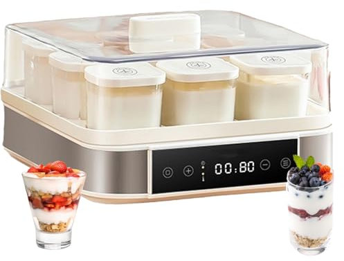 Outils Yaourtière, Yaourtière Numérique, avec 9 Pots en Verre, avec ContrôLe de La Tempé Rature et Temps, pour Préparer des Desserts Maison Frais