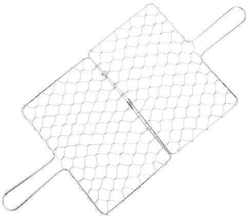 HIAKDOFT Cestino Per Barbecue Inossidabile Con Manico Per Pesce e Per Picnic e Grigliate All Aperto Facile Da Usare e Pratico