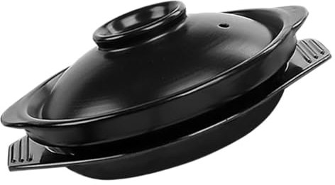 Alipis Cazuela de Barro con Tapa Olla Versátil de Cerámica para Cocinar Seco Recipiente de Barro para Cocinar para Hornear y Guisar el Horno Capacidad de Apto para Estufa