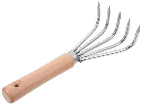 SHINEOFI Râteau Jardin avec Manche Bois Outil pour Ameublir Le Sol Et Désherber Petit Râteau De Culture Et Désherbage