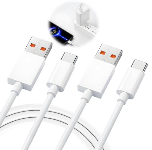 Supecesorio 2PC Câble USB C 6A 120W Charge Turbo, Câble USB C 2m, Type C Charge Rapide Câble de Transfert Données, pour 11T/12T/13T/14T/15, Note 14/13/12/11/10/Mi 11 Lite