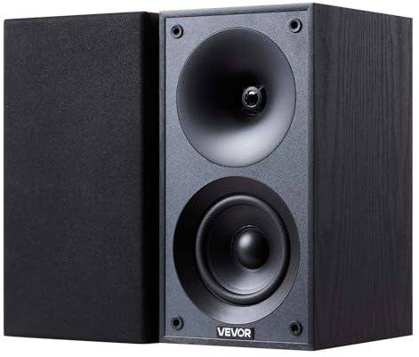 VEVOR 1 Par 300 W Altavoz Pasivo de Estantería, 150 x 189 x 280 mm Estéreo de Escritorio con Rejilla Extraíble y Carcasa de Madera, Respuesta de Frecuencia de 70 Hz a 20 kHz Ideal para el Hogar
