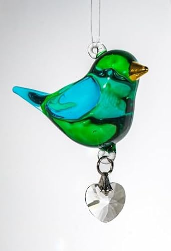 Pretty Little Bird - Emerald Green - Robin Suncatcher, Handmade Crystal Bird - Hanging Mobile Ornament