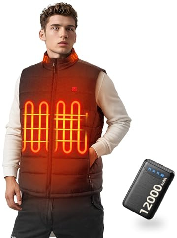 VIWKO Gilet Riscaldato Uomo con Controllo APP, Giacca Riscaldata con Batteria, Giubbotto Termico Leggero e Regolabile a 4 Livelli per Outdoor, Caccia, Sci e Pendolarismo (Taglia M)