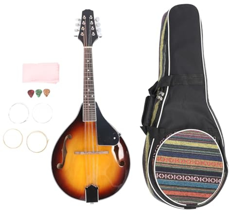 SEAFRONT 8 Cordes Acoustique Mandoline Vintage Mandolin Instrument Droit avec des Cordes Picks Nettoyage Tissu Prêt à Jouer Directement Hors de la Boîte