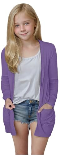 Strickjacke Mädchen Leichte Atmungsaktiv übergangsjacke Kinder Lang Cardigan Einfarbige Mode Jacke Langarm Dünn Strickjacke Outdoor Softshelljacke