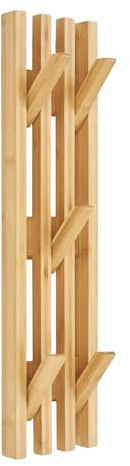 Dezain® Home - Wandgarderobe Ember Bambus - 9,5 x 14 x 60 cm | Garderobenpaneel mit einzelnen Haken für Jacken, Taschen & Accessoires – stilvolle Kleiderhaken-Garderobe für den Flur
