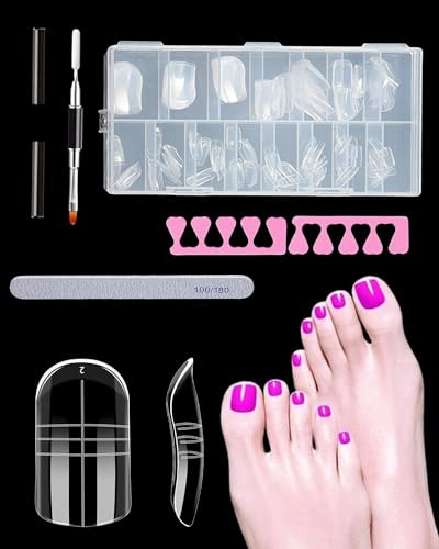 Ceeyoll, 150 Stück, Gel Nägel Set, Polygel Starter Set, Dual tips Nägel, Wiederverwendbar, Farbverlaufslinien, Fußnägel Tips, Geeignet für Salon und Home Nail DIY