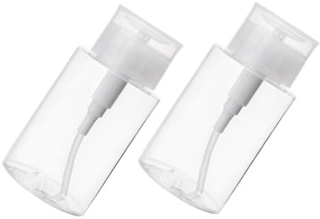 BIUDECO 2pcs Refillable Lotion Bottles 300ml Leak-proof Push down Pump Bottles for Travel and Business Trips, Portable Petg Cosmetic Containers for Hand and Nail Polishing Cleaner