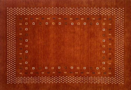 Tapis oriental en terre cuite 100 % laine tissé à la main 200 x 300 cm Orange