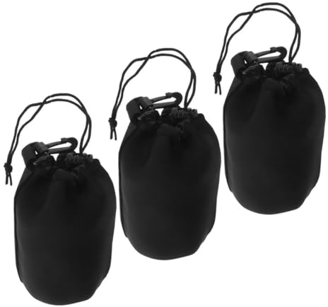 TOYZFRIENDY Kameraobjektivtaschen Schwarz aus Neopren 3 Stück Schutz vor Feuchtigkeit und Tragbare Objektivaufbewahrungstaschen für Kameraobjektive