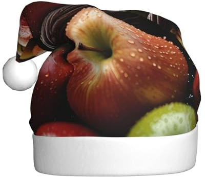 WZYCWB A basket fruits Printed Santa hat, festive New Year's decorative hat, suitable for adults and children at Christmas parties.