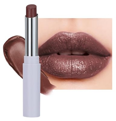 Dunkelbraun Glitzer Lipstick Metallic Finish, Feuchtigkeits Lippenstift | Seidig-Weicher Diamond Sparkle Lip Tint Balm, Ohne Klebrigkeit, Langlebige Wasserfest, Hochpigmentiert Vegan Lipgloss Makeup
