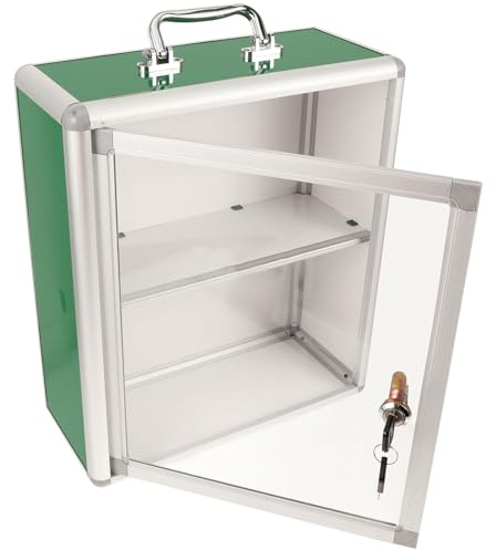 Cabilock Armoire De Murale Moyenne en Métal Panneau Transparent, Grosse Capacité De Rangement, Conteneur Médicinal Sécurisé pour Usage Communautaire, Bureau, Crèche Et Domicile