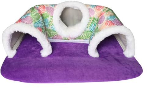 Dualoai Meerschweinchentunnel, Kleintiertunnel, Polyesterspielzeug, Waschbar, Warm, Versteck, Röhrenspielzeug für, Lila