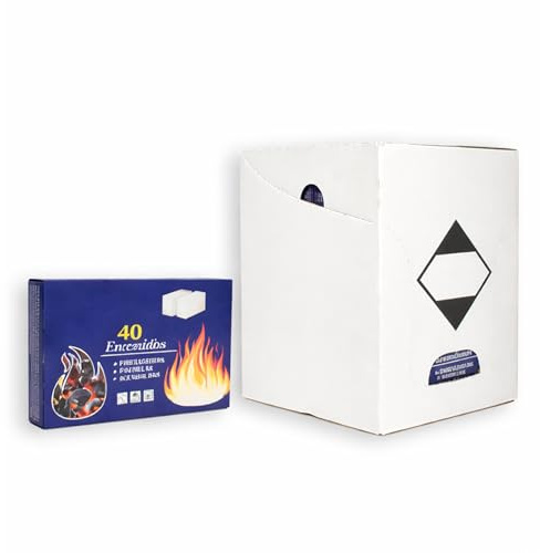 Pack 24 Pastillas de Encendido para Barbacoas y Chimeneas, Encendedor Sólido para Carbón y Leña, Encendido Rápido y Seguro, Ideal para BBQ, Estufas y Camping