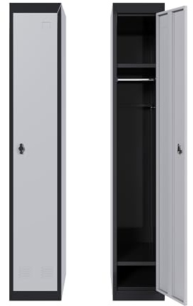 RBFGYIOP Casier Vestiaire Metallique Armoire Exterieur Verrouillable avec Ventilation 188 x 51 x 10 cm, Armoire de Rangement Sécurisée pour Entreprises, Écoles, Salles de Sport et Bureaux