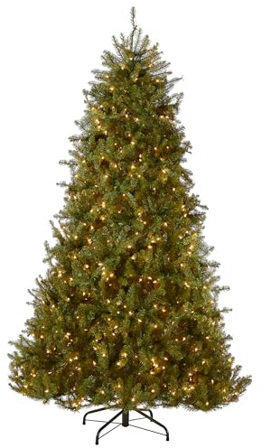 National Tree Company 6.5 ft Pre-Lit Dunhill Fir Artificial Christmas Tree, 650 Warm White LED Lights, 1,838 Tips, Includes Stand, Green