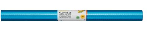 folia R 33 ST - Alufolie auf Rolle, doppelseitig kaschiert, mit festlicher Sternchenprägung, ca. 50 cm x 10 m, blau / blau - ideal zum Basteln und Verpacken