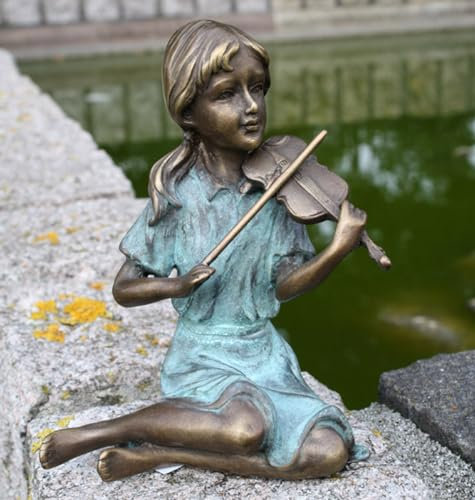 Bronzefigur Mädchen mit Violine Wohndekoration