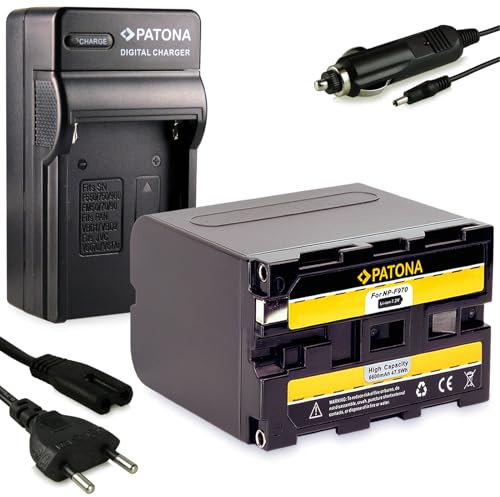 PATONA Ladegerät und Akku NP-F970 6600mAh Kompatibel mit Sony F980, F960, F950, F930, F750, F550 Batterien für Blitzgeräte, Videoleuchten, Camcorder