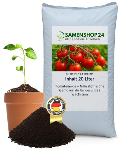 Samenshop24® Tomatenerde (Gemüseerde), Inhalt: 20 Liter, Hochwertige Spezialerde in Gärtnerqualität