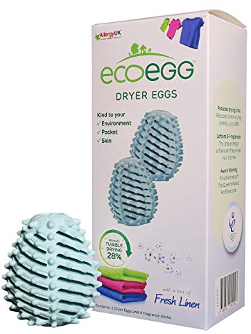 Ecoegg Dryer Balls | Fresh Linen | Reduces Drying Time | Tumble Dryer Balls Replacement | Freshens and Softens Clothes | Hypoallergenic | 2 Eggs | Scent Boosters