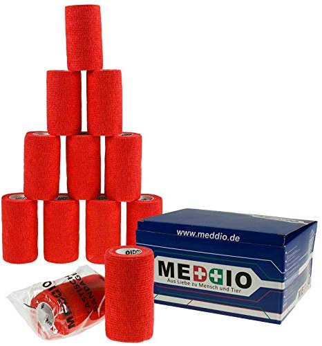 12 Haftbandagen Größe+Farbe wählbar - selbsthaftende Bandage Fixierverband selbstklebend, Farbe:activity red, Größe:10cm