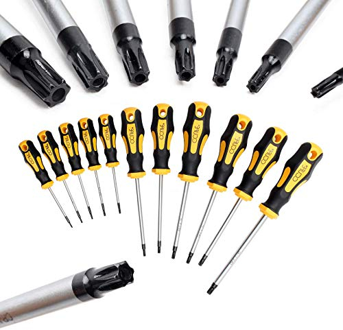 CCLIFE Set Cacciaviti Torx professionali precisione T6-T40 magnetici,11 Pezzi Con foro
