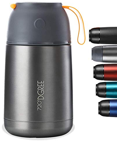 720°DGREE Thermobehälter Essen 650ml “wunderJar” - Auslaufsicher, BPA-Frei - Edelstahl Isolierbehälter, Thermo Lunchbox - Unterwegs Babybrei, Warme, Kalte Speisen, Suppe - Müsli to Go - Grau