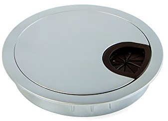 Emuca Kabeldurchführung aus Zamak fur Einbau im Tisch, Durchmesser 80mm, Chrom Matt