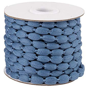 Ideen mit Herz Pompon-Band auf Rolle | Ø 1 cm | 10 m lang | Bommelborte, Pom-Pom-Band | Ideal zum Basteln und Nähen (jeansblau)