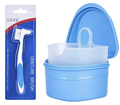 Set di pulizia dentale con spazzola per la pulizia dei denti finti, design di sollevamento del filtro, comodo e durevole, riduce efficacemente la crescita dei batteri, colore: blu