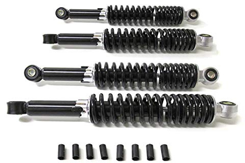 310mm + 340mm Stoßdämpfer Tieferlegung Set Schwarz passend für Simson Duo Schwalbe Star KR51 SR4 Mokick – Hydraulisch, 5-fach verstellbar, inkl. Reduzierhülsen