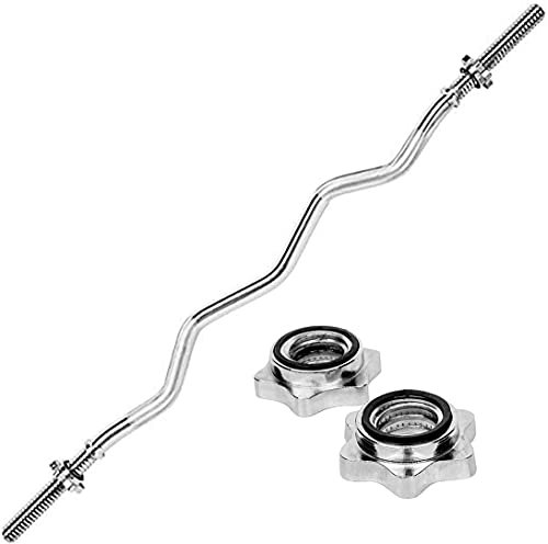 KLHGBH Gewichtheben Barbell Bar, 47In / 59In Olympic Curl-Hantelbügel, Rutschfester Griff, Gymnastik-Zubehör, Für Übungen Trizeps,1,5 M (5 Ft) 25Mm