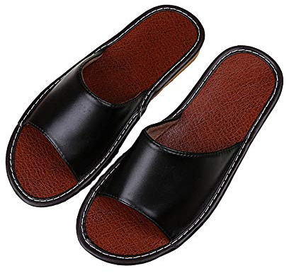 LANFIRE Pantoufles en cuir antidérapantes pour salle de bain intérieure pour hommes et femmes, pantoufles de plage en plein air, sandales et pantoufles