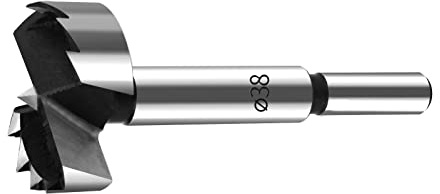Forstnerborr 38 mm trä, TRUSTTO tillbehör borrmaskin, trä forstner bits, borrfästen med runda skaft (Ø 38 x 90 mm)