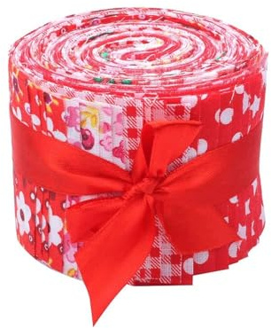 CraftsFabrics 20 Stück 6,1 cm vorgeschnittene Jelly Rolls Streifen Stoff 100% Baumwolle (6,1x106,7 cm) (zum Quilten, Scrapbooking, Kunst & Handwerk, DIY-Projekte) (Rot)