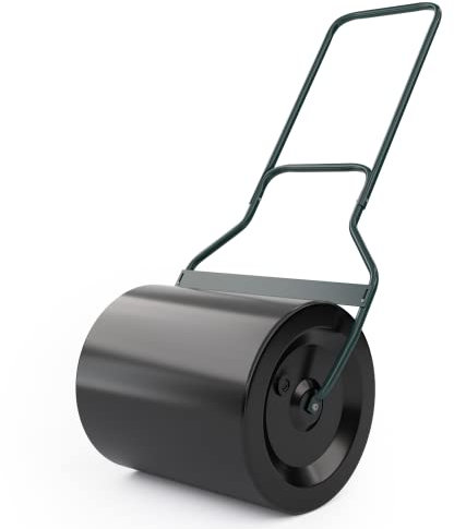 GOPLUS Rouleau à Gazon 60L Rempli Eau ou Sable, Rouleau de Jardin avec Poignée Pratique, Bouchon de Vidange Amovible, Facile à Suspendre et à Ranger, 50X40X123CM, Vert+Noir