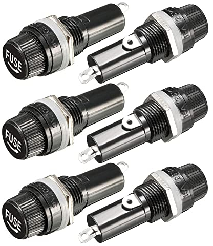 Gebildet 6Pcs 6 x 30mm Fuse Holder - AC 10A 250V Black Screw Cap Panel Mounted Fuse Holder