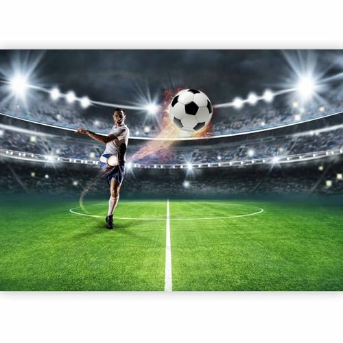murando - Photo Wallpaper Football 350x256 cm / 138x97 - Non-Woven Premium Art Print Fleece Wall Mural Decoration Poster Picture Design Modern - Stadion Football Ball Pitch Sport i-C-10043-a-a