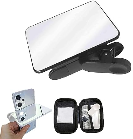 Universal Adjustable Smartphone Camera Mirror Reflection Clip Kit,Mobile Phone Reflection Camera Clip Selfie Reflector (Black)
