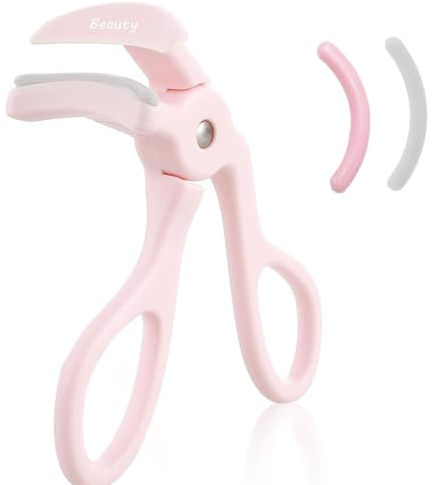 Hfpengzan Pink Eyelash Curler with 2 Silicone Refill Pads, Lash Curler for Perfect Lashes, Eyelash Curler for Women and Girls