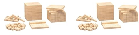 WISSNER® Dienes Rechenwürfel-Set aus 121 Teilen - Grundsortiment zum Dezimalrechnen, Rechenhilfe aus RE-Wood®, PEFC-Zertifiziert, Ideal für Mathematik-Fördermaterial für die Grundschule