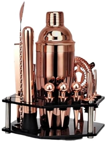 Coctelera Profesional Kit De Barman De 750ml, Juego De Coctelera De Acero Inoxidable De 14 Uds con Soporte Giratorio, Juego De Coctelera Kit Coctelería